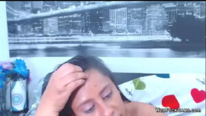 Big tits Latina in thong masturbates on webcam