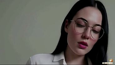 Fucking the private teacher when no one was home | Pussy orgasm | big ass and white tits of a woman wearing glasses | dark haired woman was secretly fucked – AI