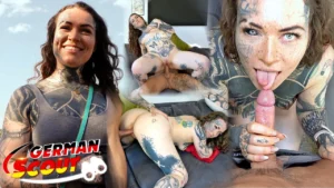 GERMAN SCOUT – Split Tongue TikTok Tatoo Model BaleaTheScarleg at Casting Porn