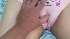 Perverted stepfather gently rubs his beautiful stepdaughter’s pussy and then fucks her until he cums